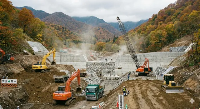 砂防堰堤工事